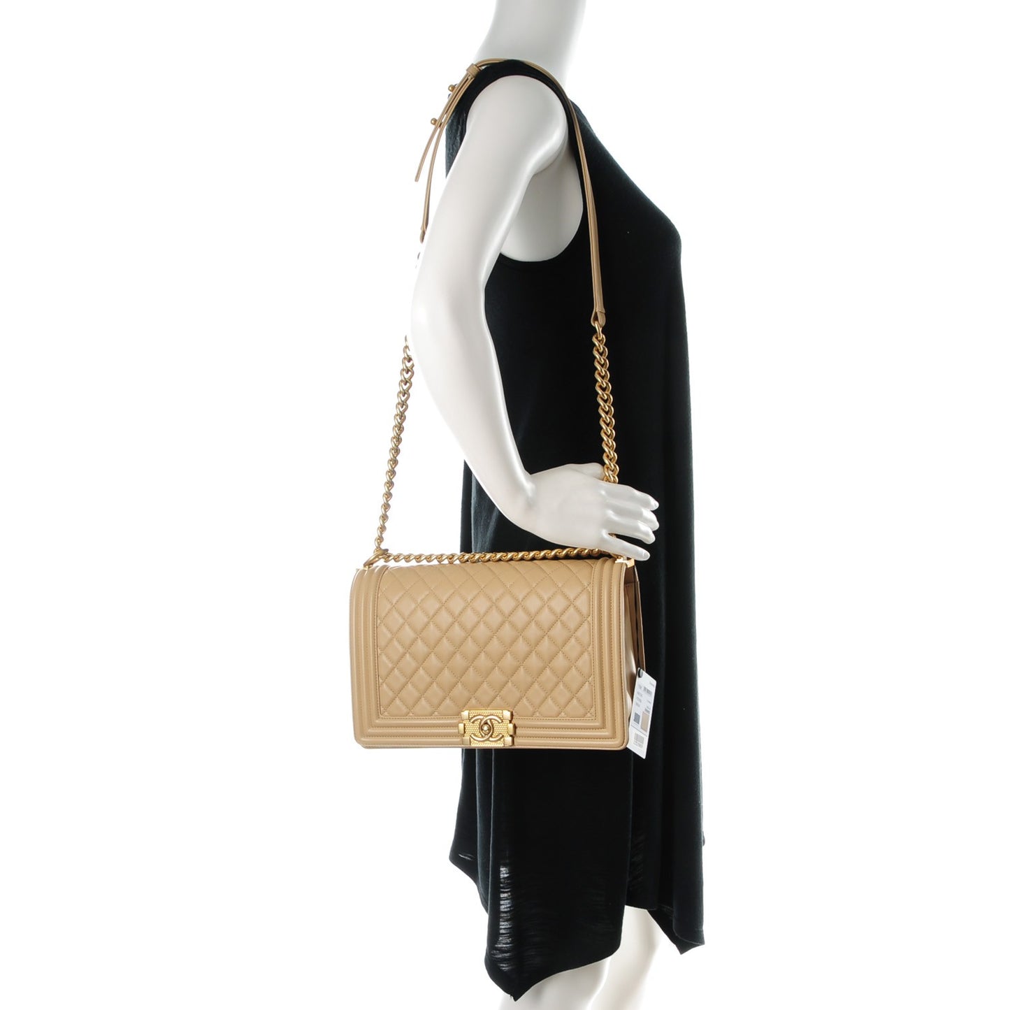 Lambskin Quilted New Medium Boy Flap Light Beige