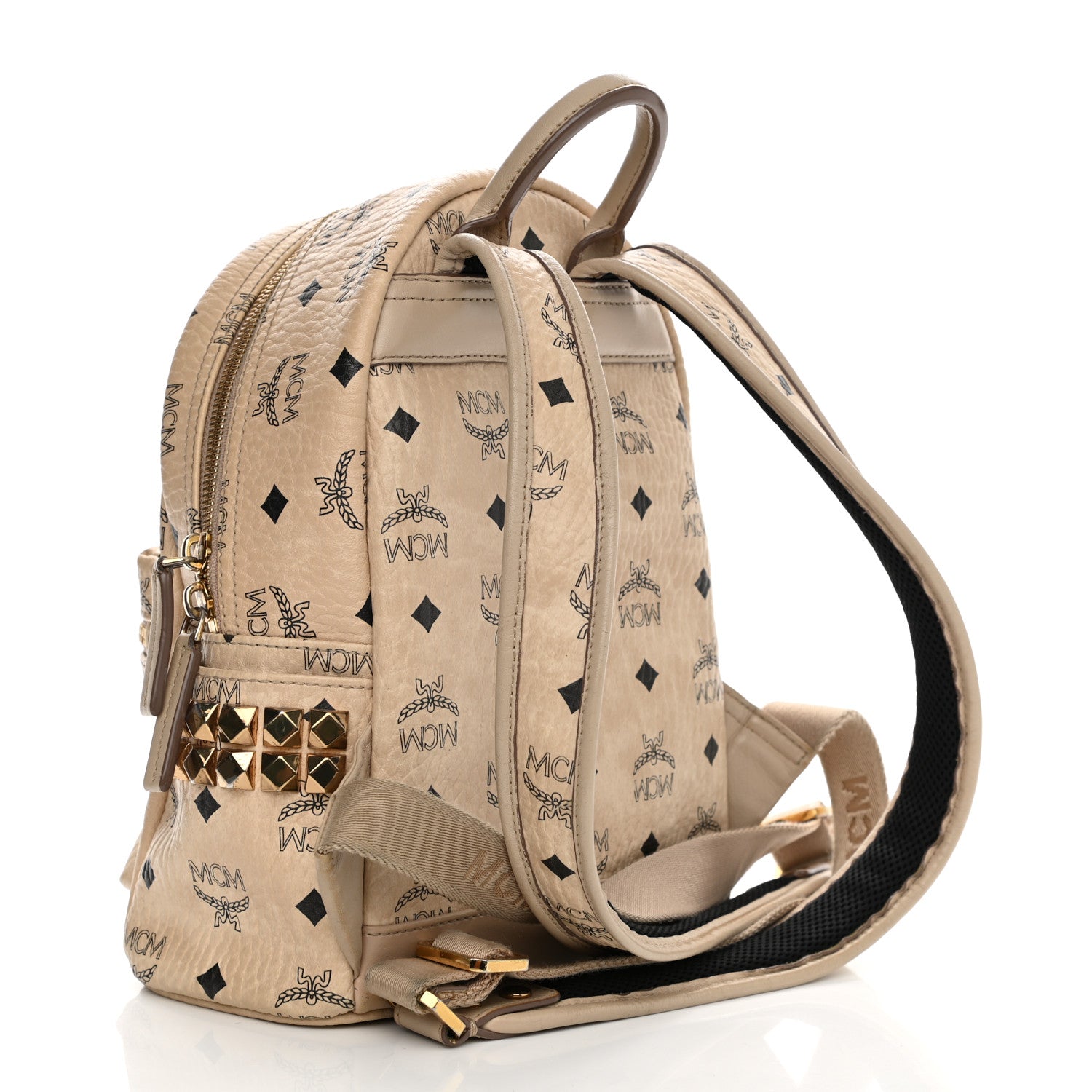 MCM Visetos Side Stud Mini Stark Backpack Beige 3 of 18