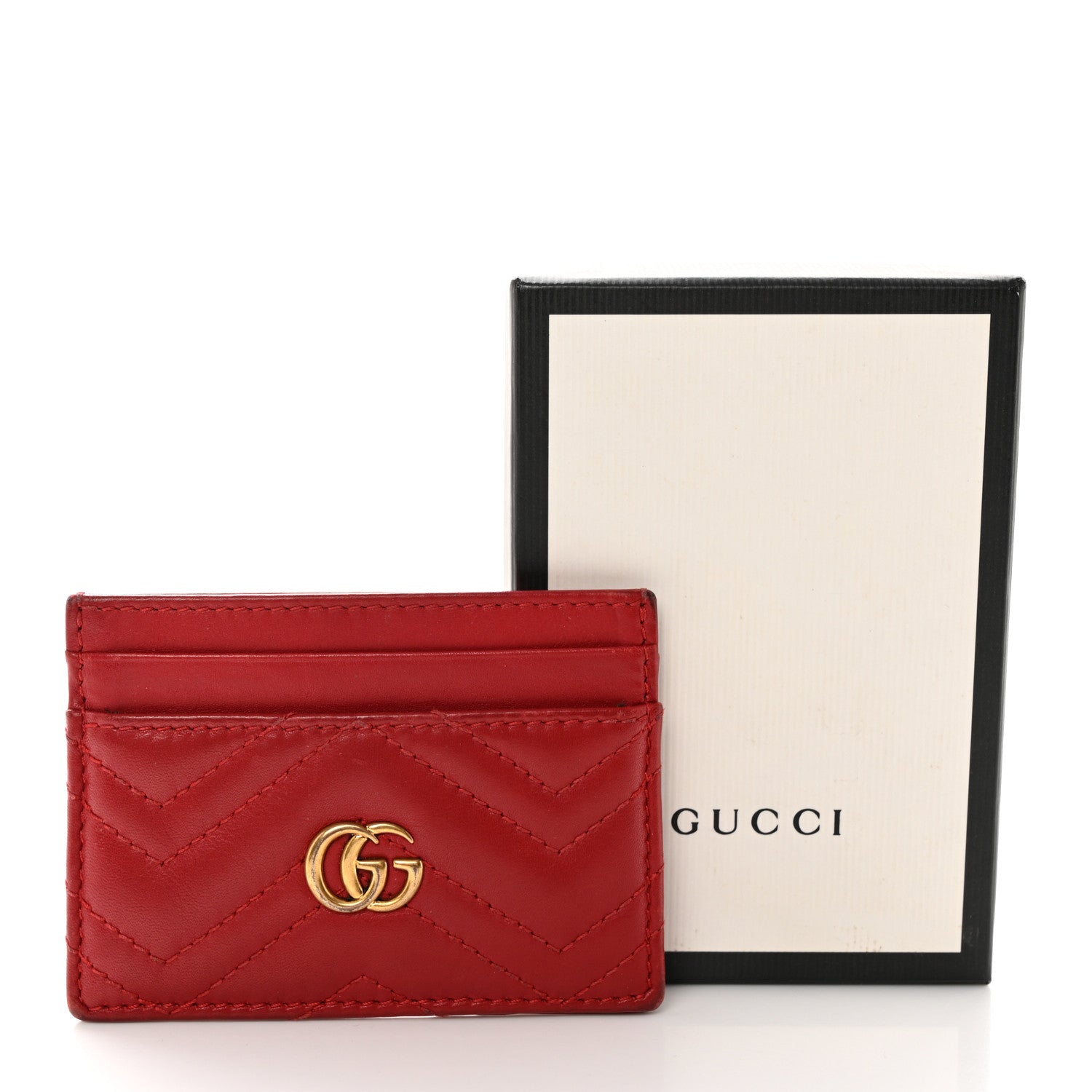 Gucci Calfskin Matelasse GG Marmont Card Holder Hibiscus Red 11 of 11