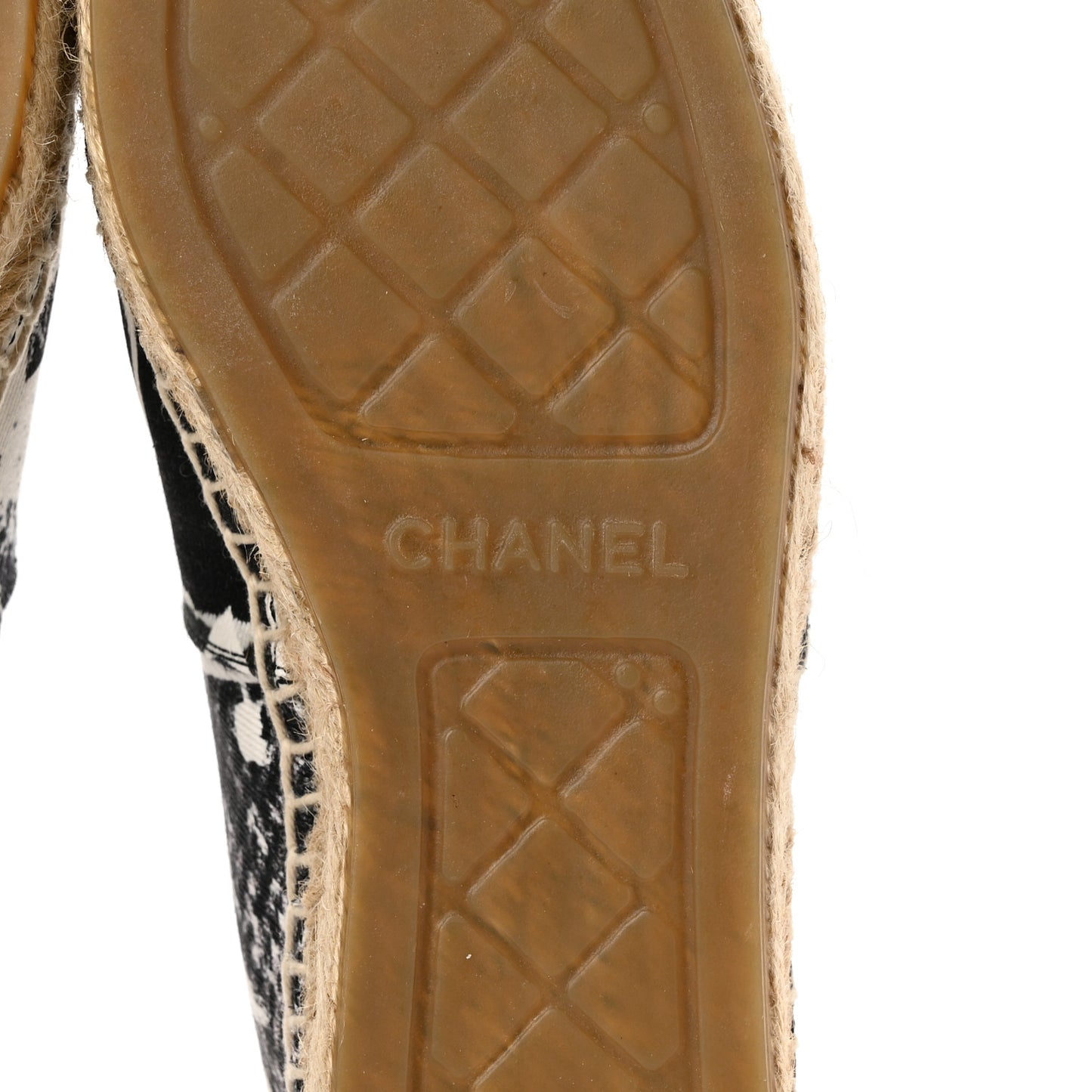 Printed Canvas Grosgrain 31 Rue Cambon Espadrilles 36 Black White