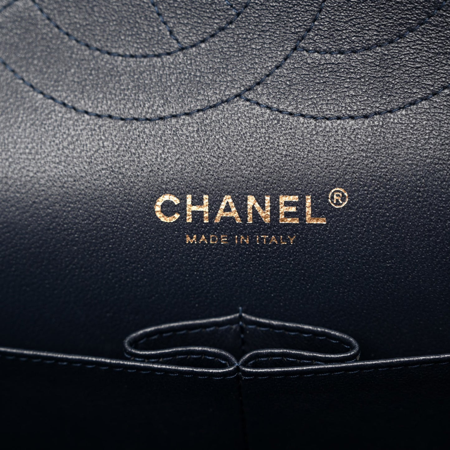 Lambskin Quilted Jumbo Double Flap Navy Blue
