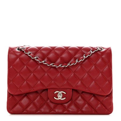 Chanel Caviar Quilted Jumbo Double Flap Dark Red 1 of 10