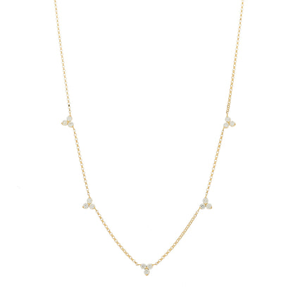 Roberto Coin 18K Yellow Gold Diamond By the Inch Five Station Flower Necklace 1 of 5