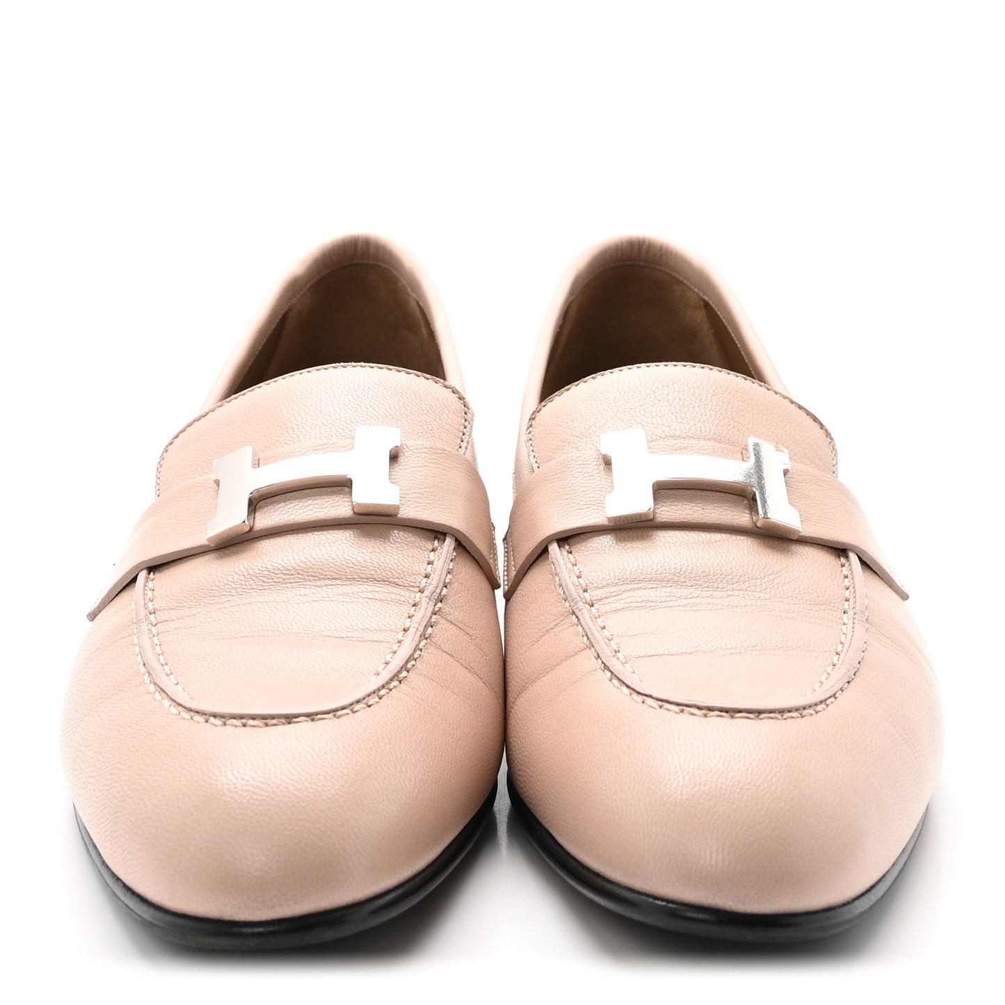 Goatskin Womens Paris Loafers 38.5 Beige Nude