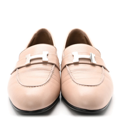 Hermes Goatskin Womens Paris Loafers 38.5 Beige Nude 3 of 10