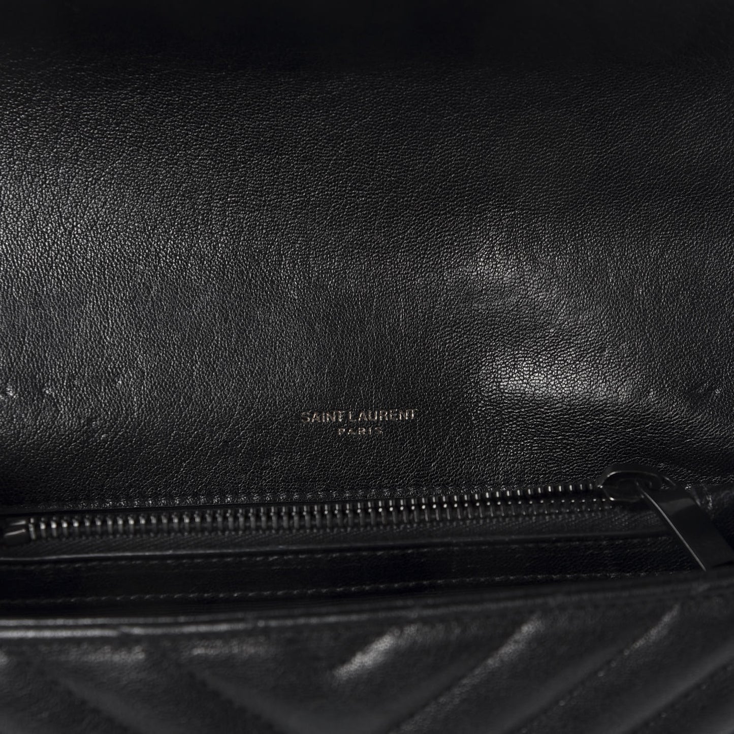 Sheepskin Matelasse Chevron Monogram Medium College Bag Black