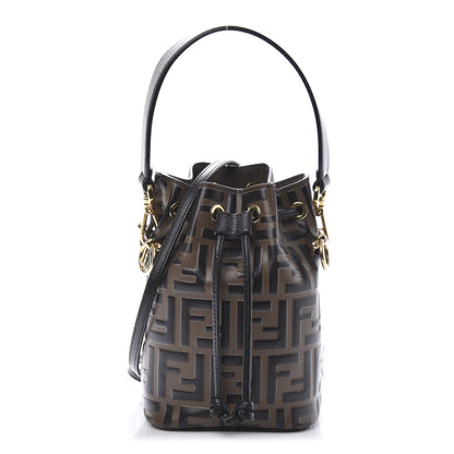 Fendi Vitello Liberty F is Fendi Bi-Color FF 1974 Embossed Mini Mon Tresor Bucket Bag Maya Black 1 of 10