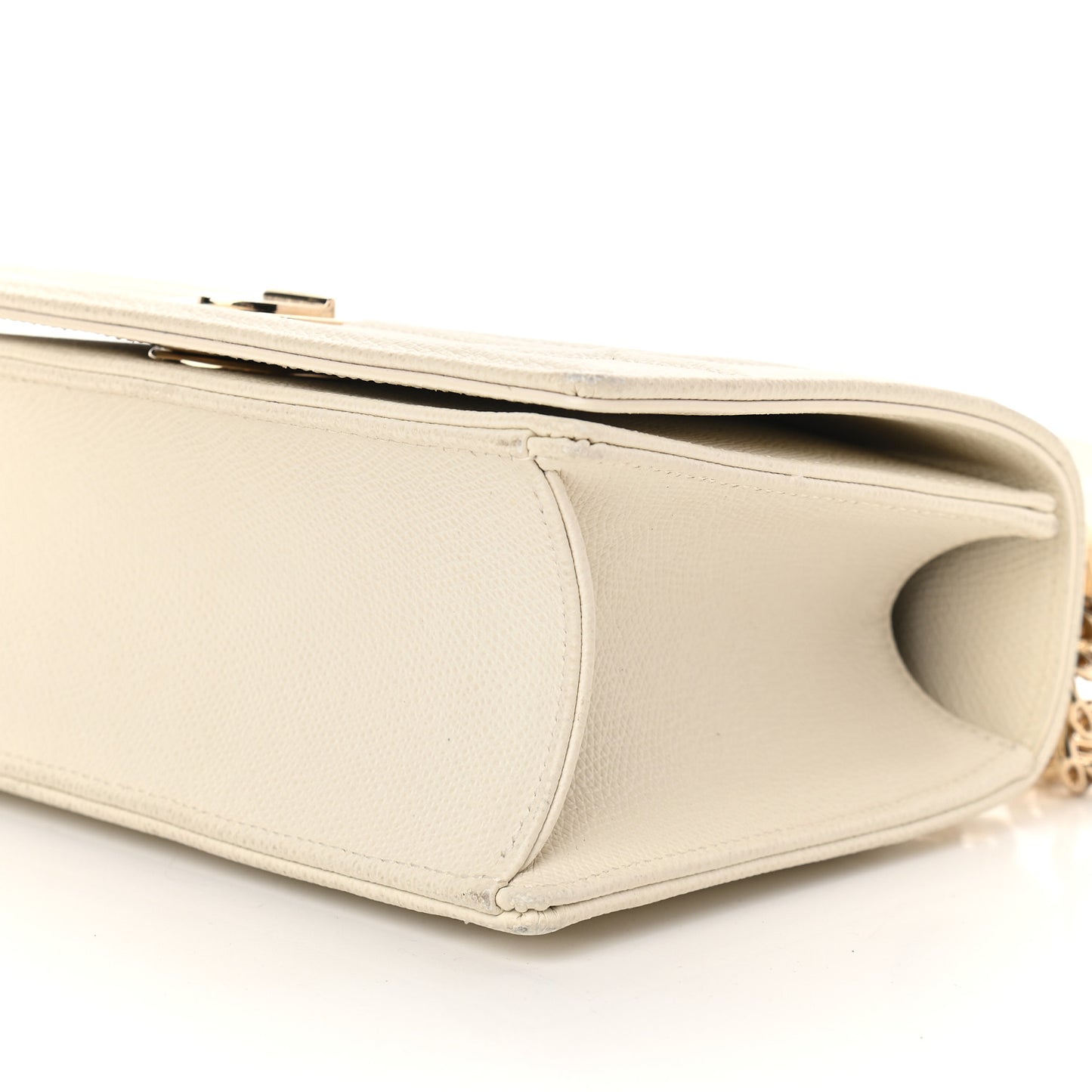 Grained Calfskin Cannage Small Diorama Flap Bag Off White