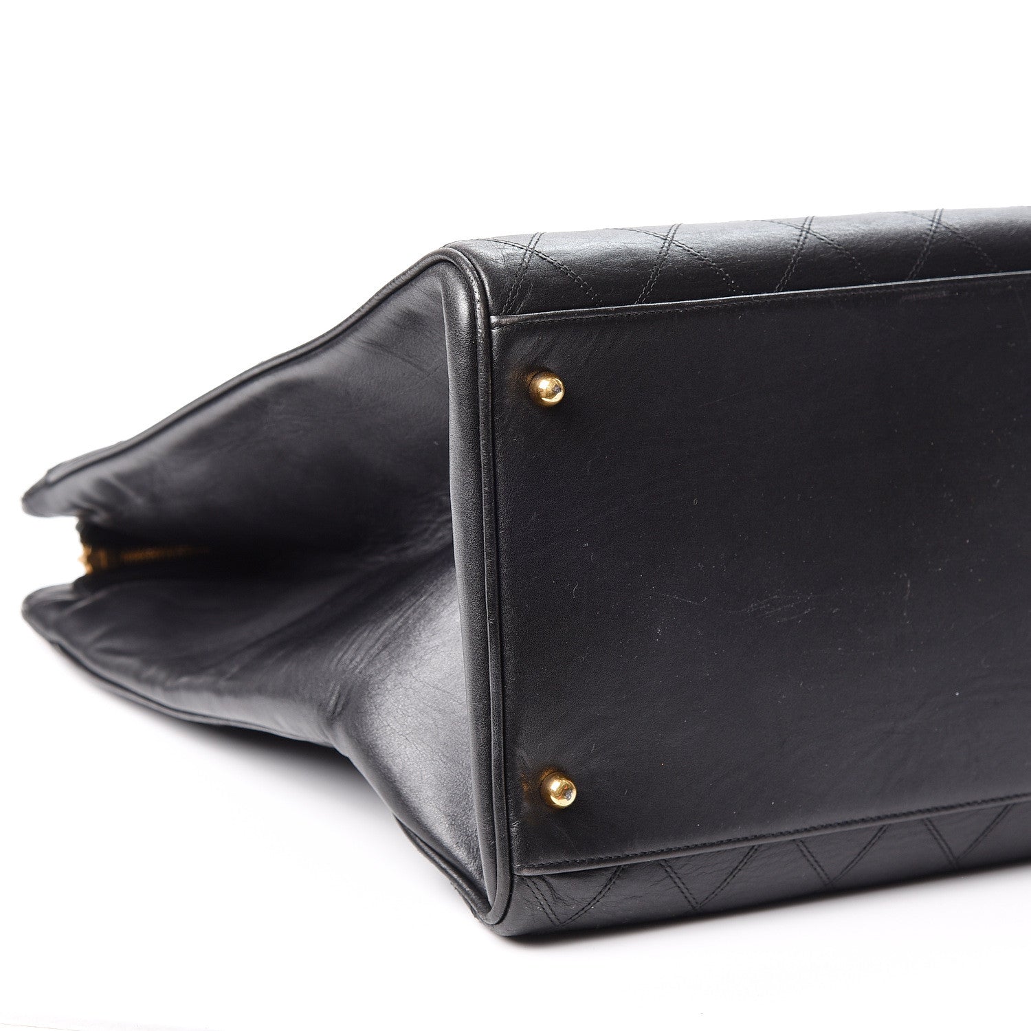Chanel Calfskin Stitched XL Weekender Black 8 of 9