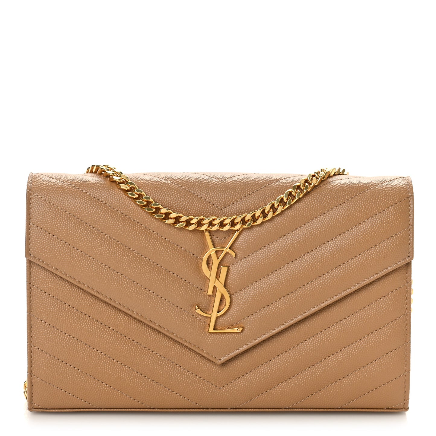 Grain De Poudre Matelasse Chevron Cassandre Chain Wallet Cork