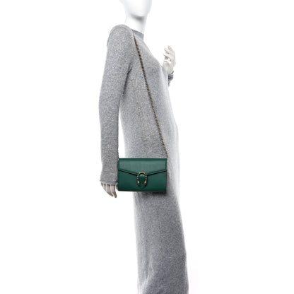 Gucci Calfskin Mini Dionysus Chain Wallet Emerald 2 of 10