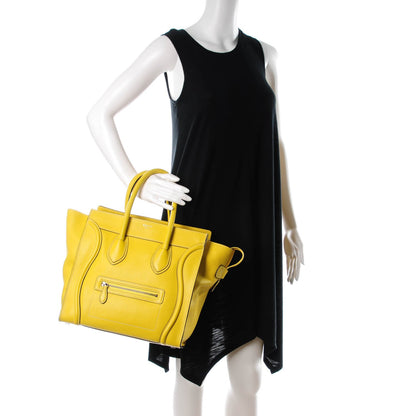 Celine Drummed Calfskin Mini Luggage Citron 2 of 8
