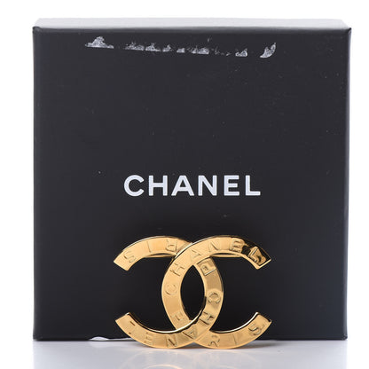 Chanel Metal Paris Button CC Large Brooch Gold 5 of 5