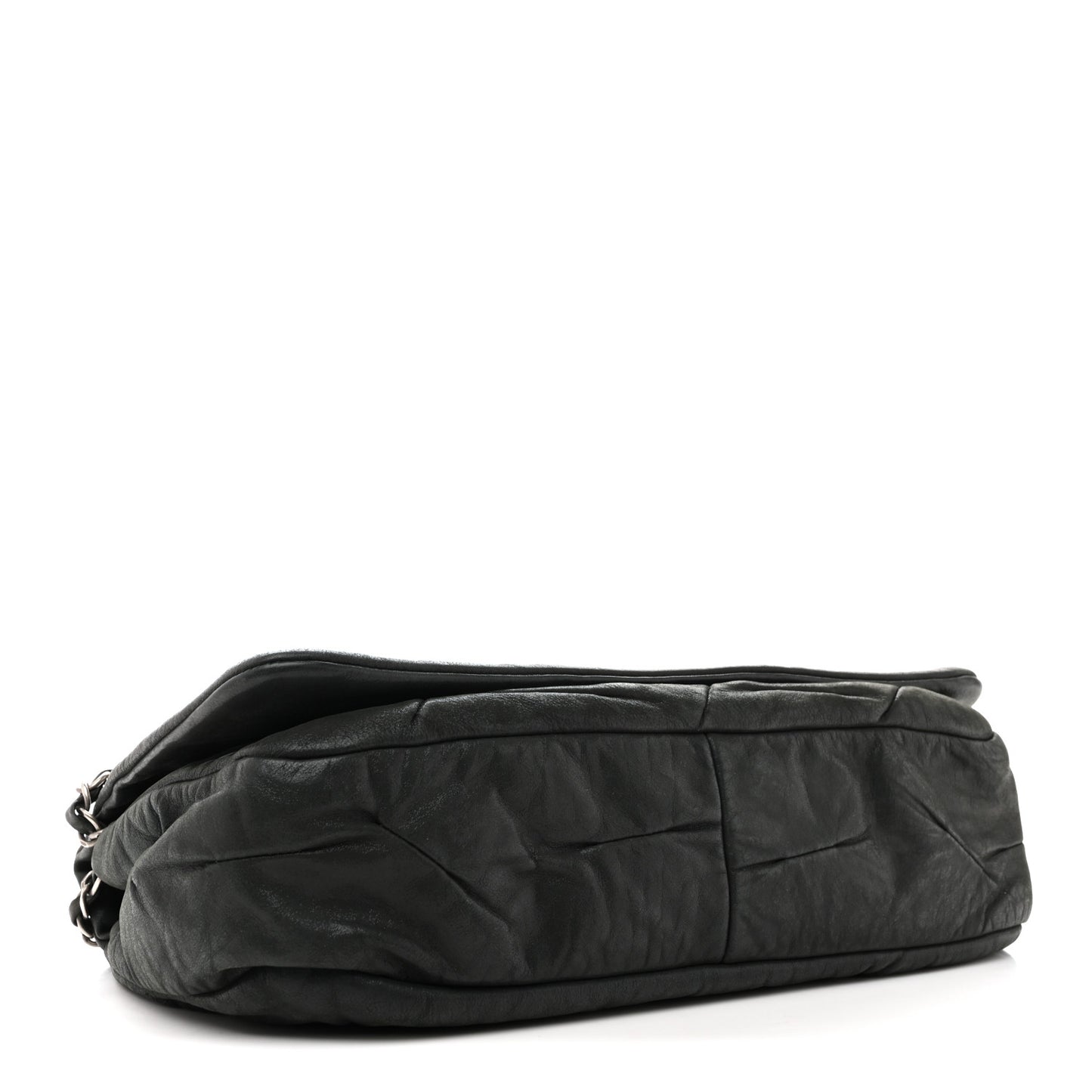 Iridescent Calfskin Glint Accordion Flap Black