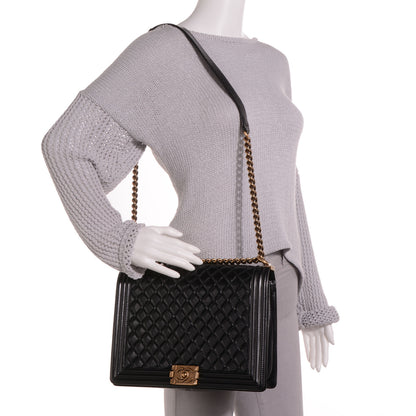 Chanel Glazed Calfskin Quilted Large Boy Flap Black 2 of 9