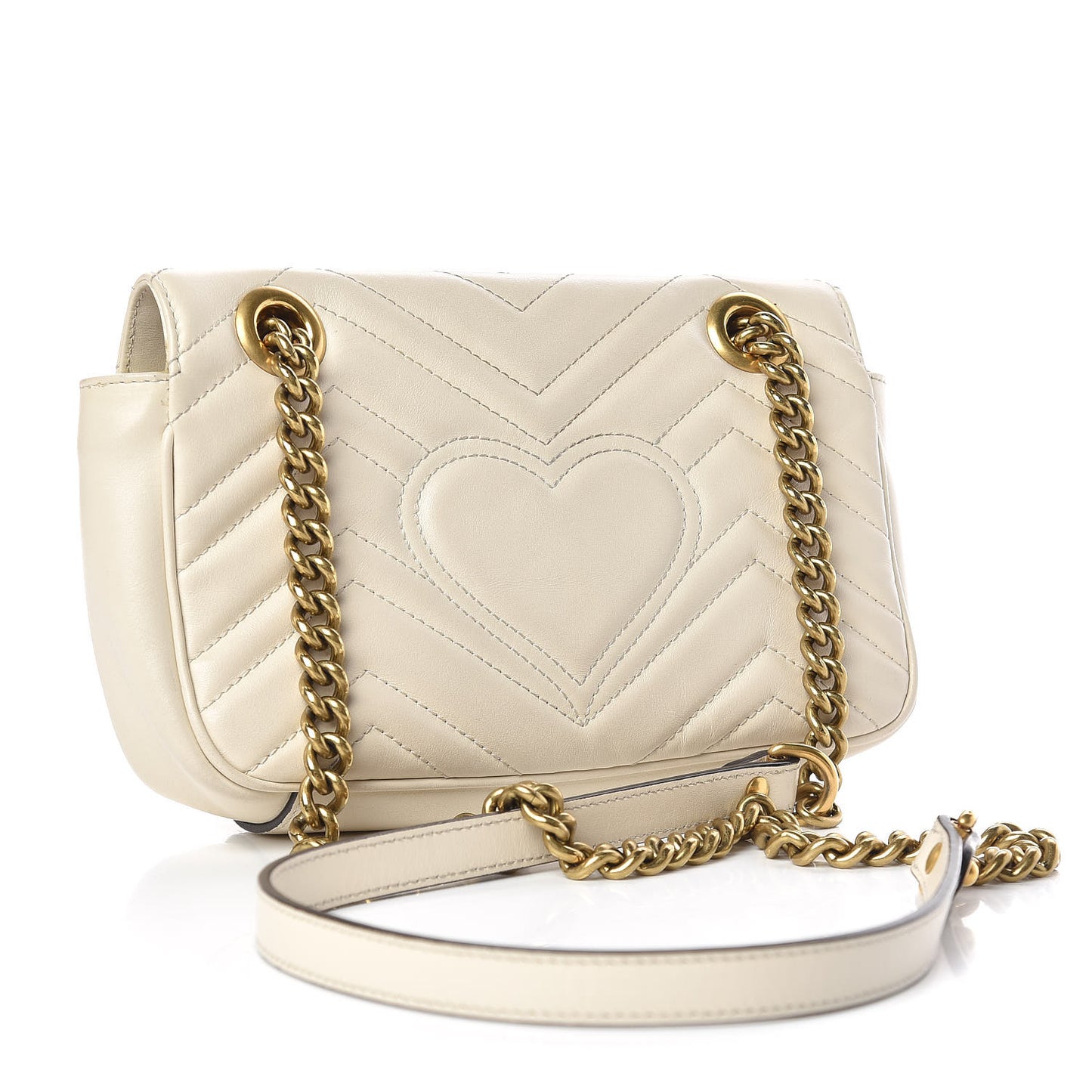 Calfskin Matelasse Mini GG Marmont Shoulder Bag White