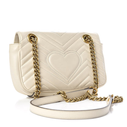 Gucci Calfskin Matelasse Mini GG Marmont Shoulder Bag White 3 of 13