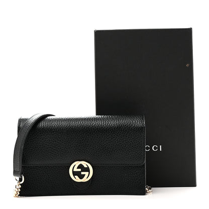 Gucci Dollar Calfskin Interlocking G Chain Wallet Black 10 of 10