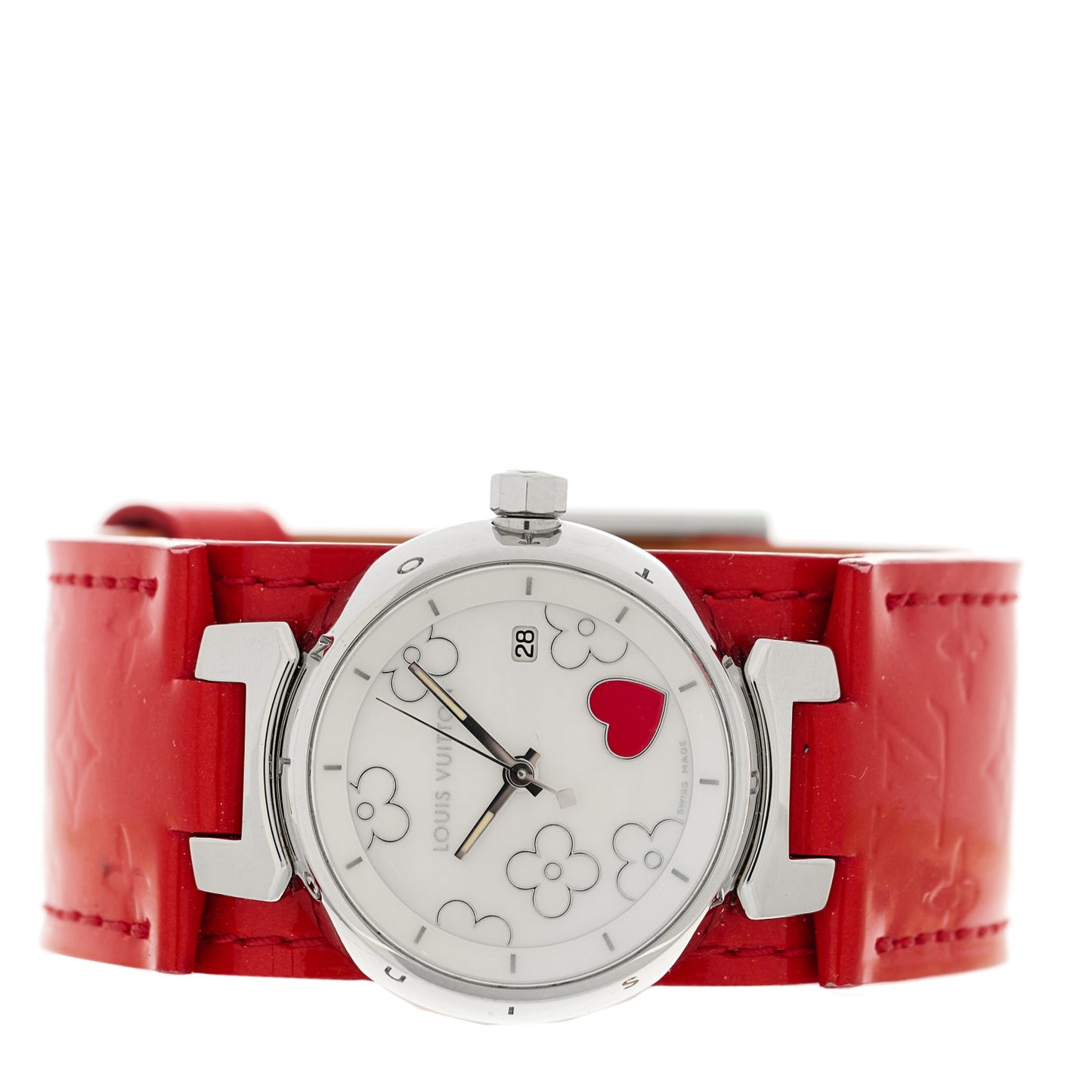 Stainless Steel Vernis 28mm Tambour Lovely Heart Quartz Watch