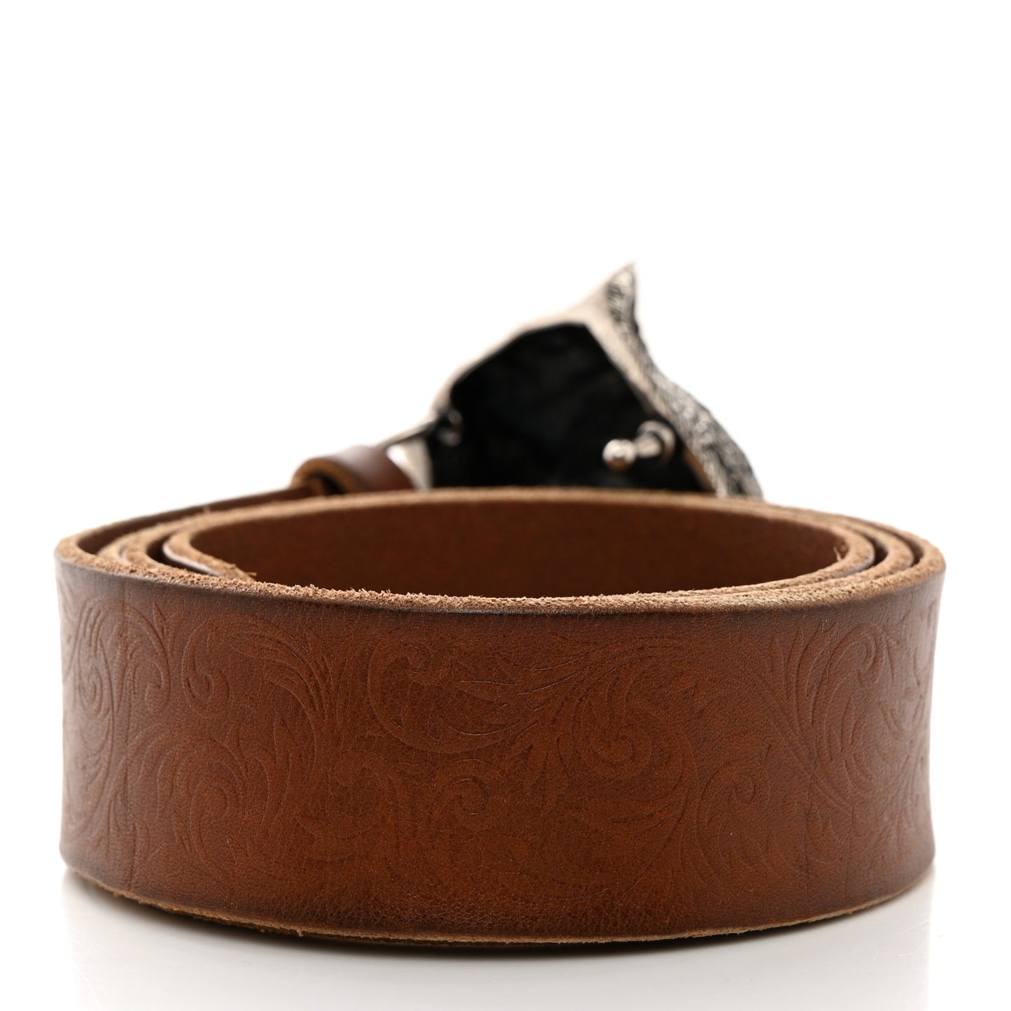 Calfskin Brass Feline Buckle Belt 90 36 Toscano
