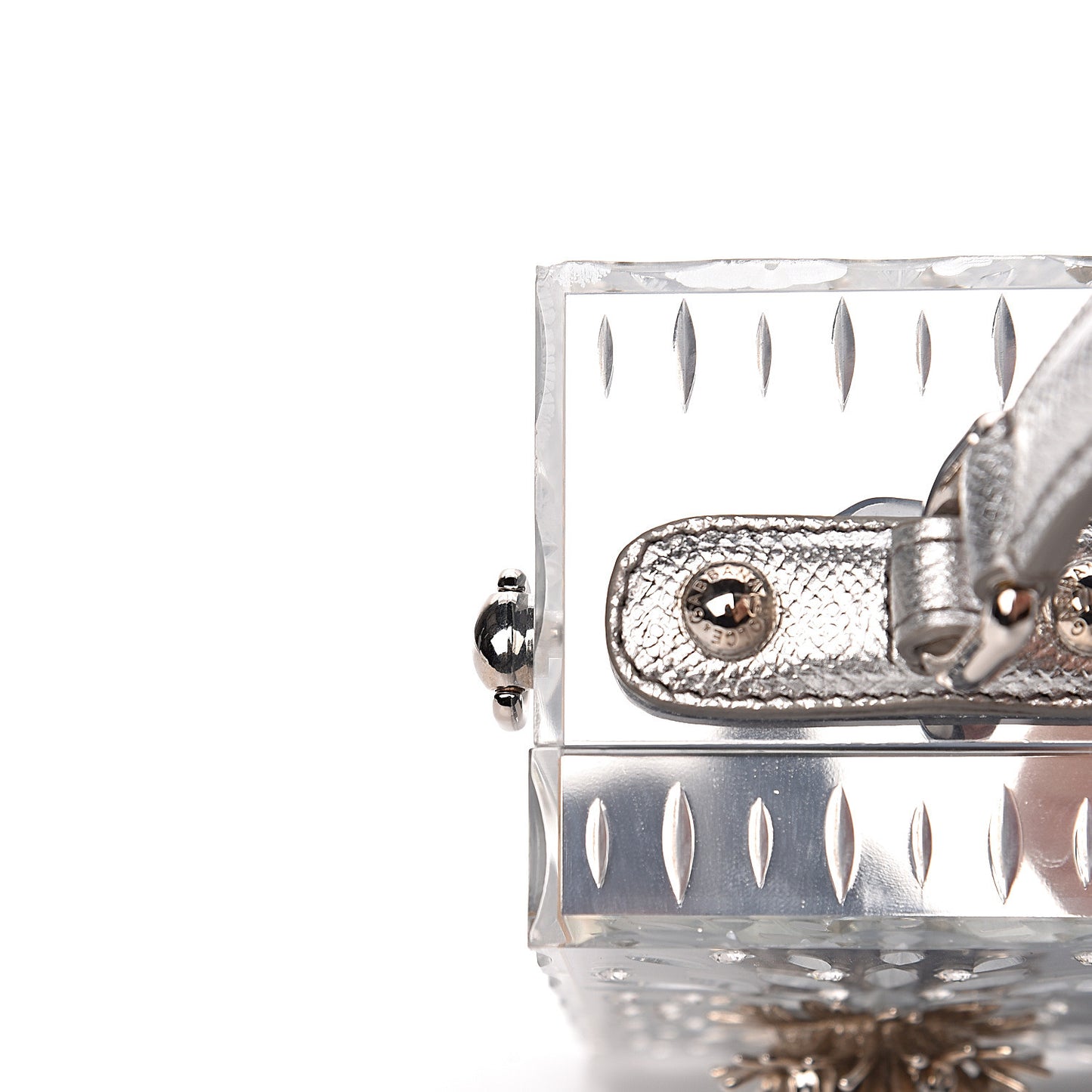 Plexiglass Embellished Metallic Dauphine Box Bag Argento