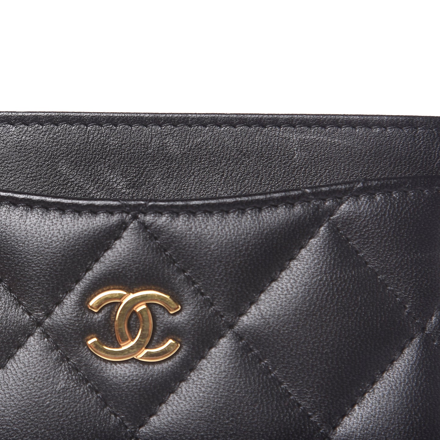 Lambskin Quilted Card Holder Black