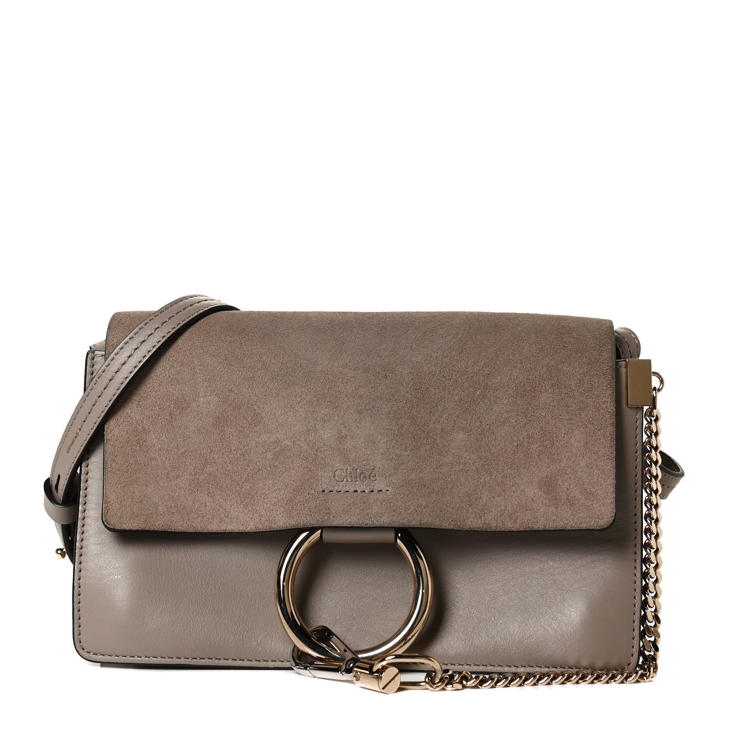 Chloe Suede Calfskin Small Faye Shoulder Bag Motty Grey 1 of 12