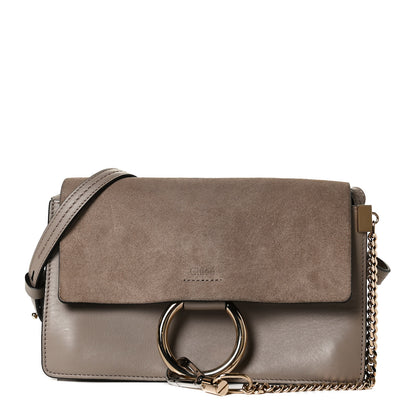 Chloe Suede Calfskin Small Faye Shoulder Bag Motty Grey 1 of 12