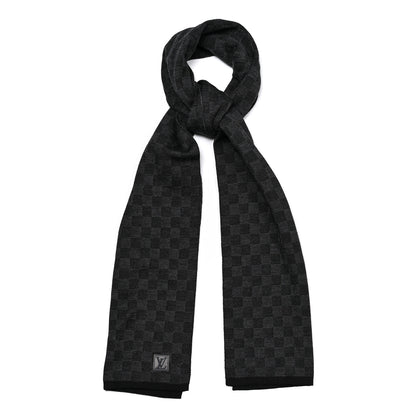 Louis Vuitton Wool Petit Damier Graphite Scarf Black 1 of 3