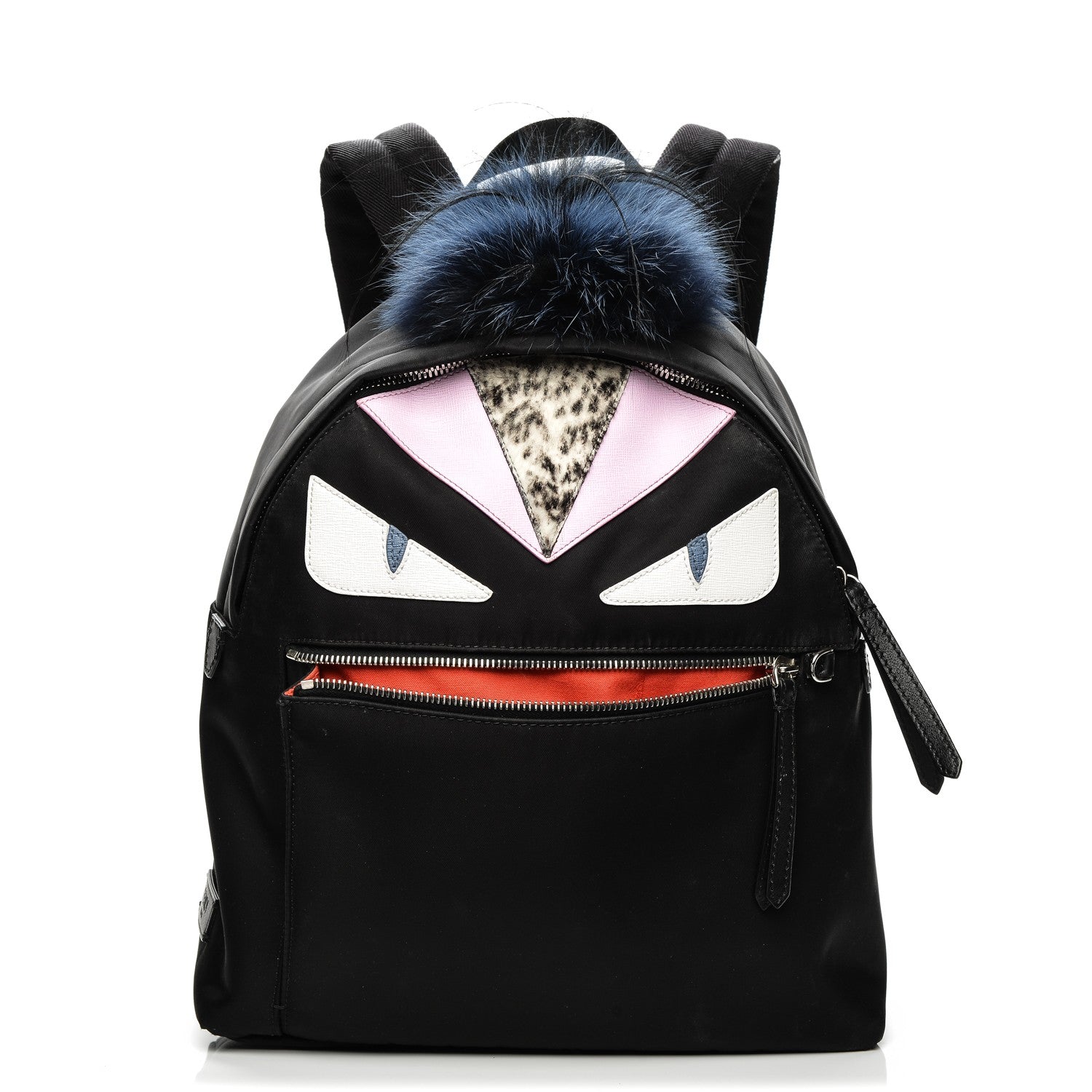Fendi Nylon Vitello Fox Goat Fur Monster Eyes Mini Backpack Black Multicolor Sky 1 of 14