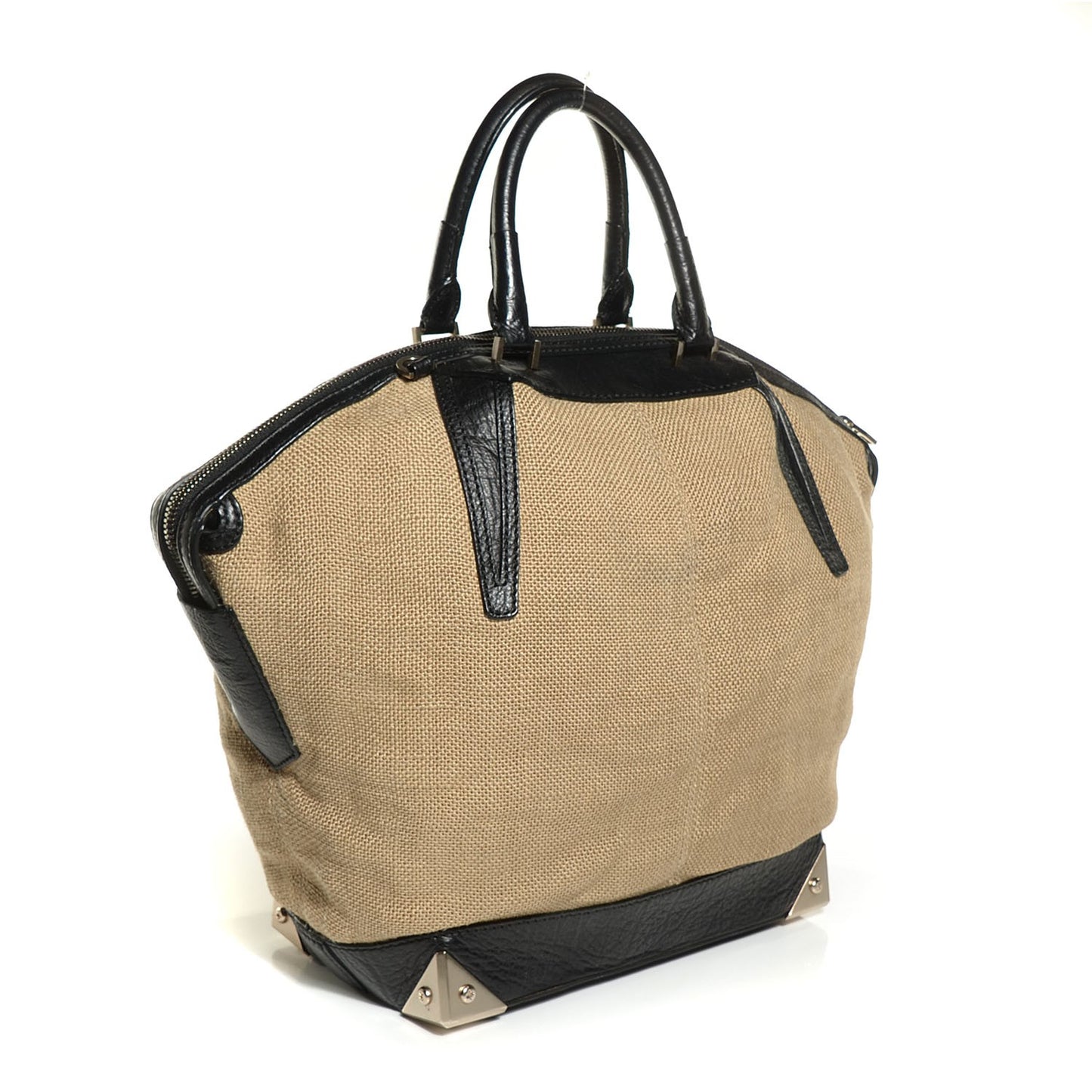 Burlap Calfskin Large Emile Beige Pale Gold Hardware