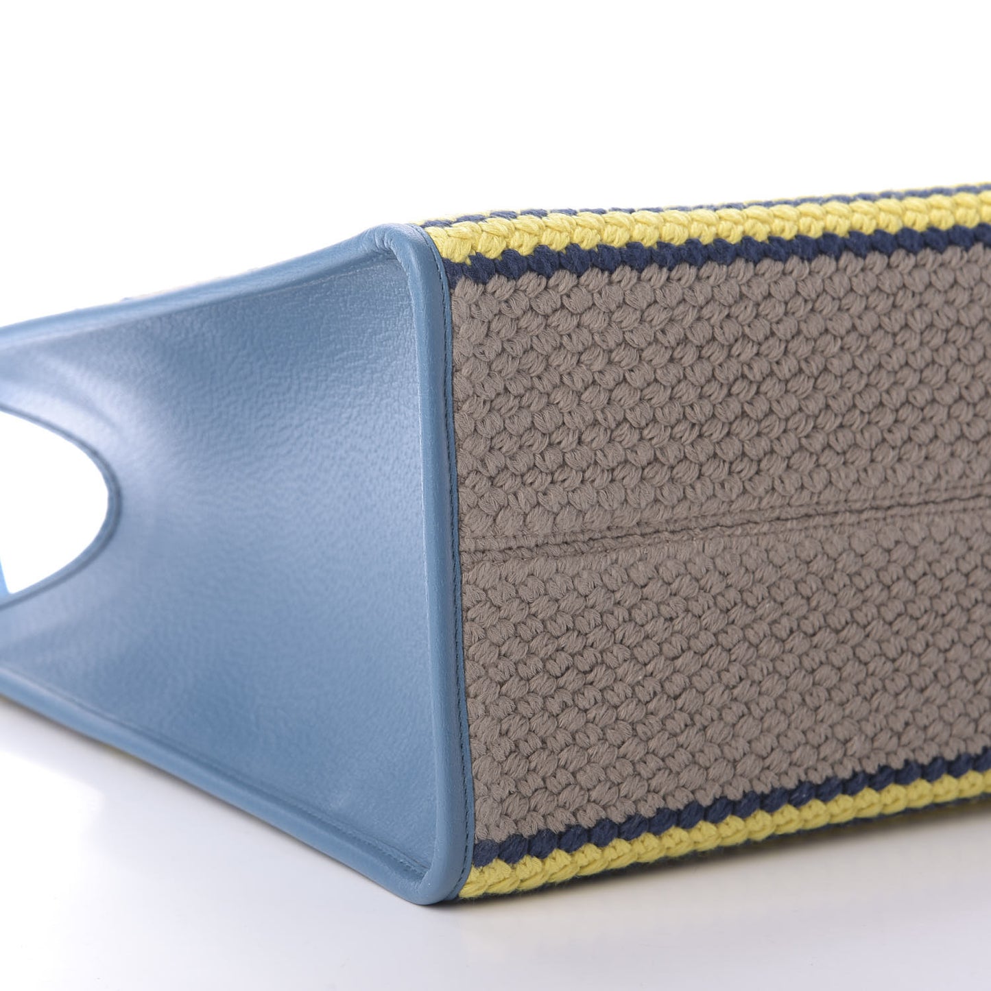 Fabric Embroidered Hawaii Striped Tote Bag Blue