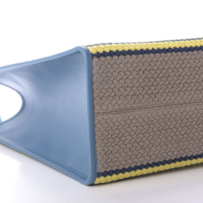 Gucci Fabric Embroidered Hawaii Striped Tote Bag Blue 6 of 10