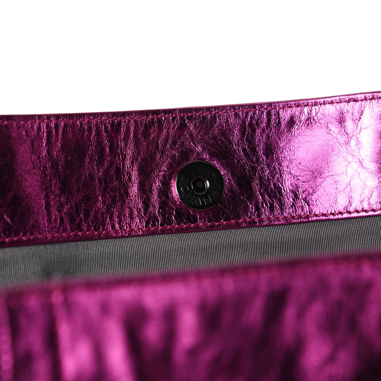 Chanel Metallic Cracked Calfskin Small Modern Chain Tote Fuchsia 14 of 14