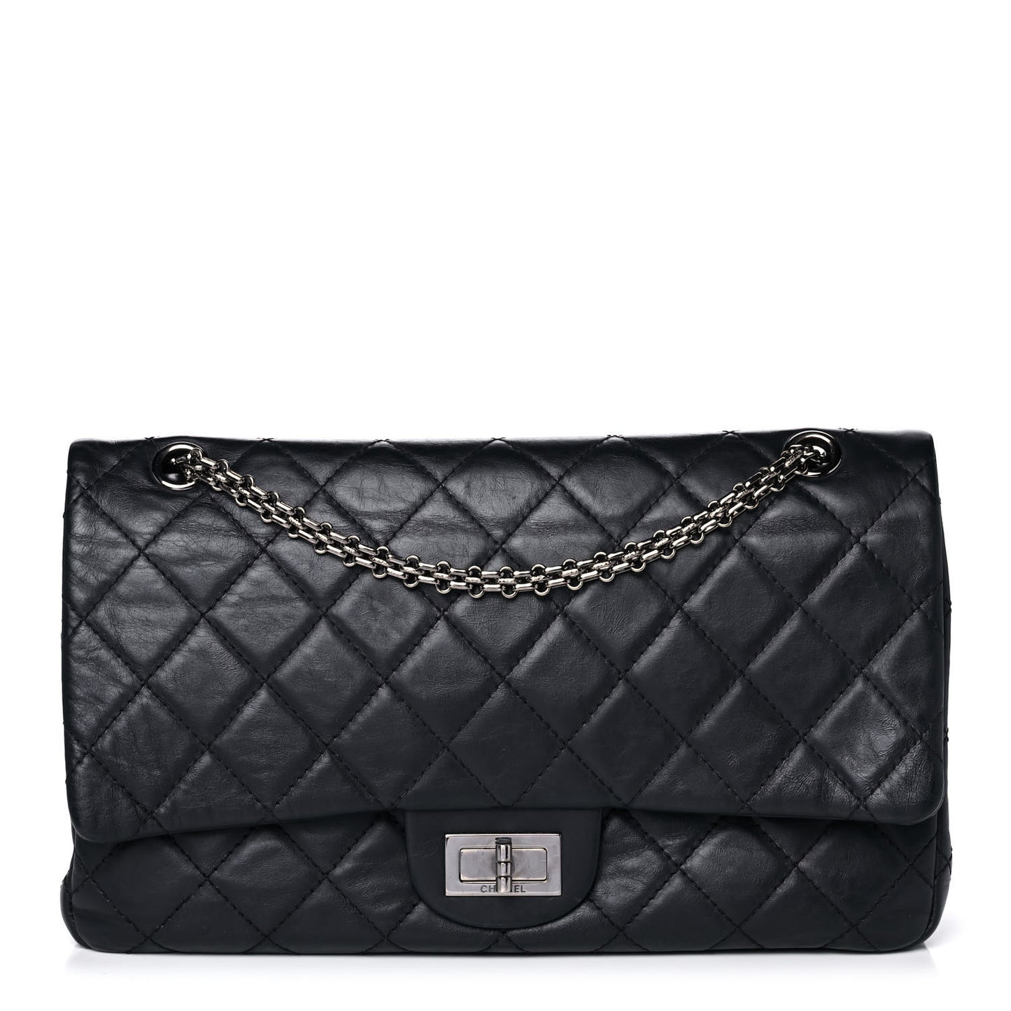 Aged Calfskin Quilted 2.55 Reissue 227 Flap Navy Blue