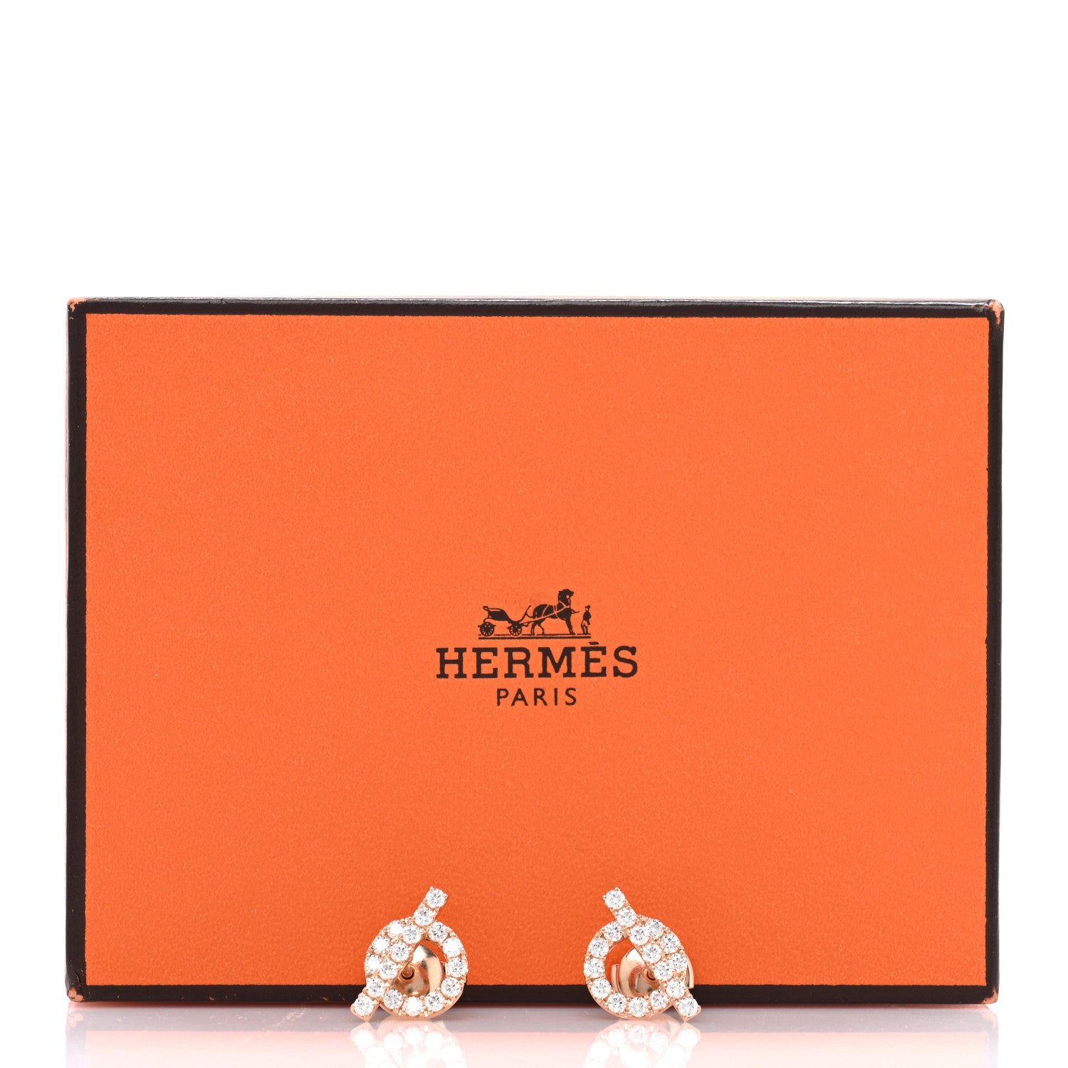 Hermes 18K Rose Gold Diamond Finesse Earrings 5 of 5