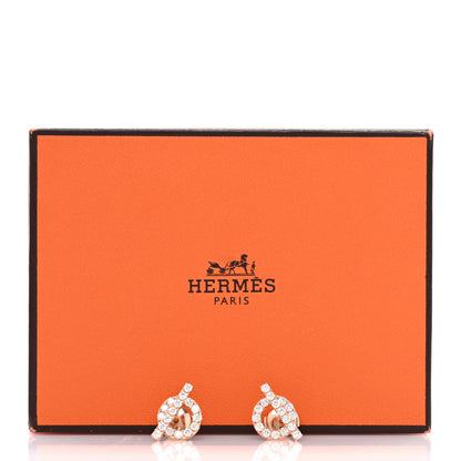 Hermes 18K Rose Gold Diamond Finesse Earrings 5 of 5