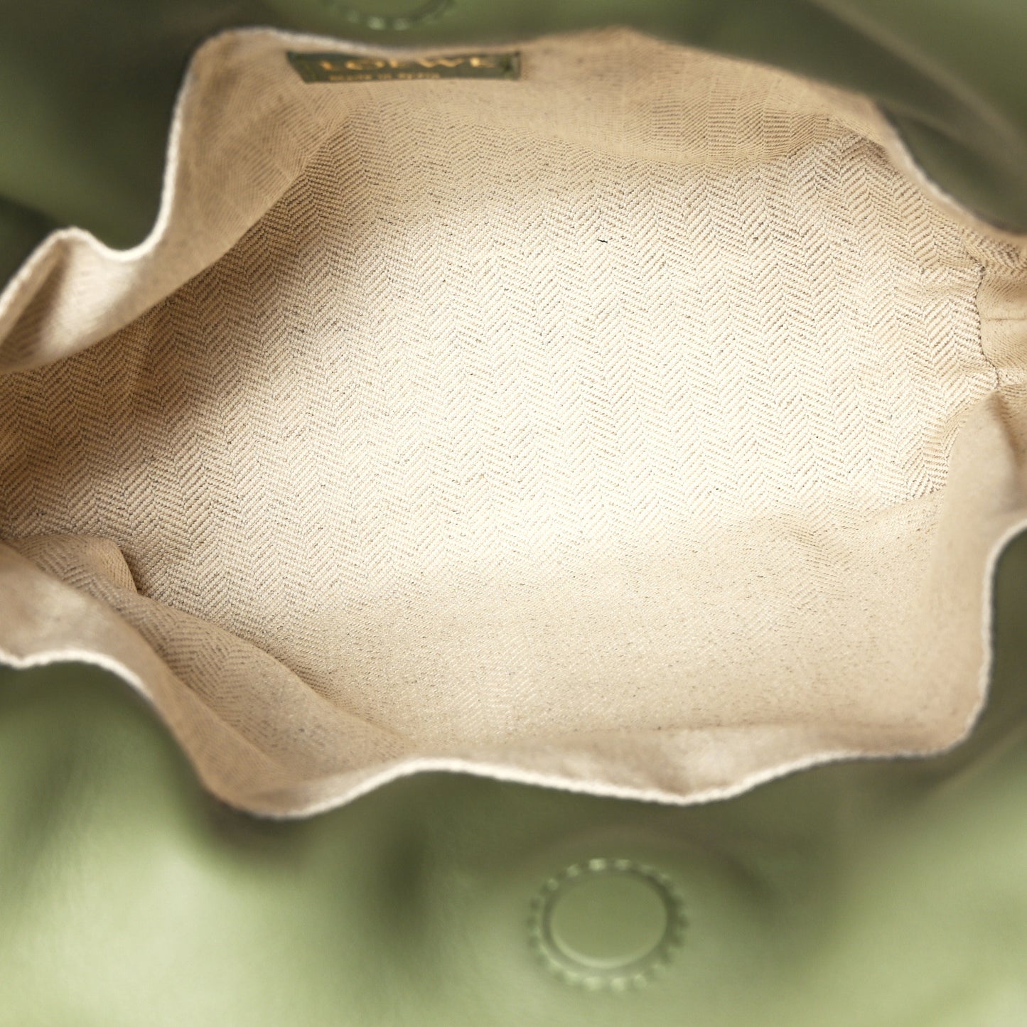 Jacquard Anagram Calfskin Mini Flamenco Knot Clutch Avocado Green