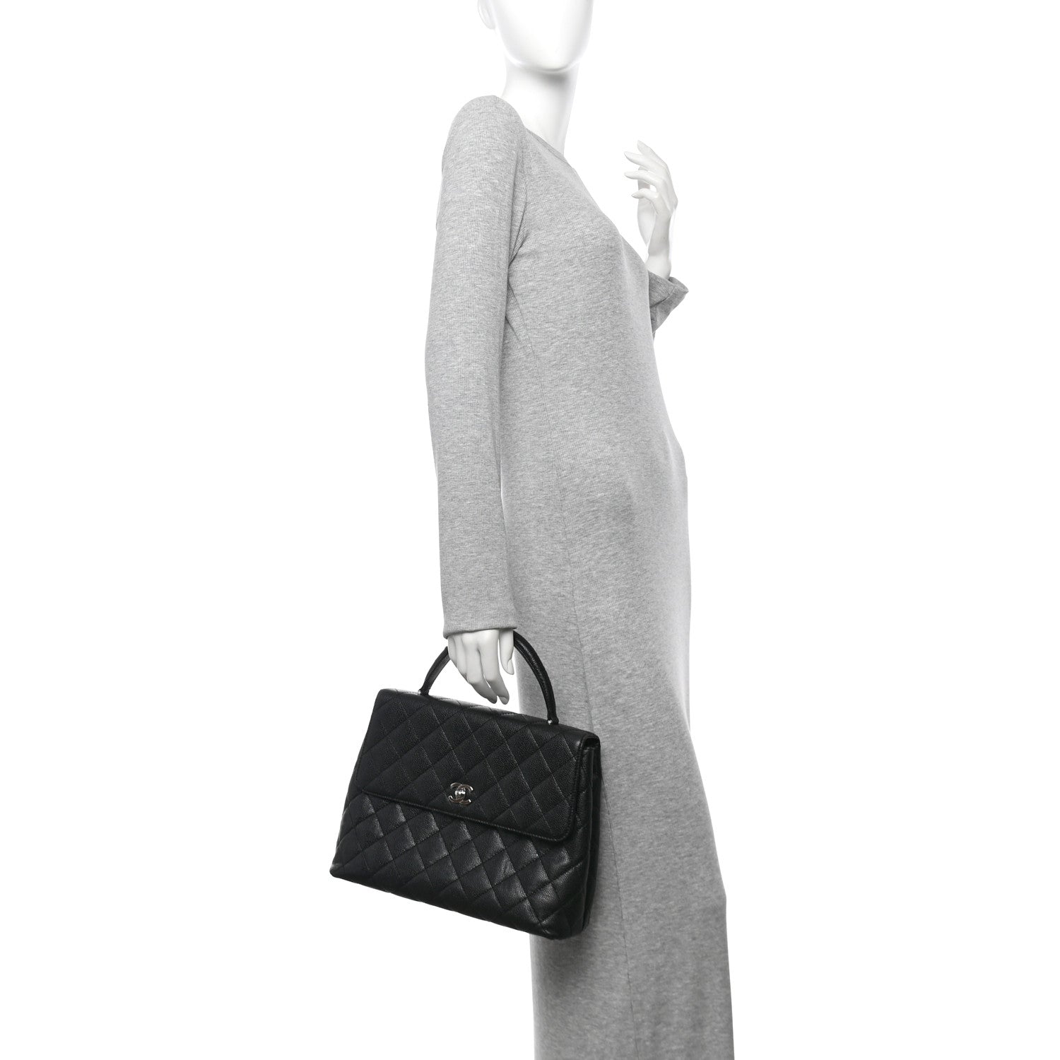 Chanel Caviar Quilted Jumbo Kelly Flap Black 2 of 15