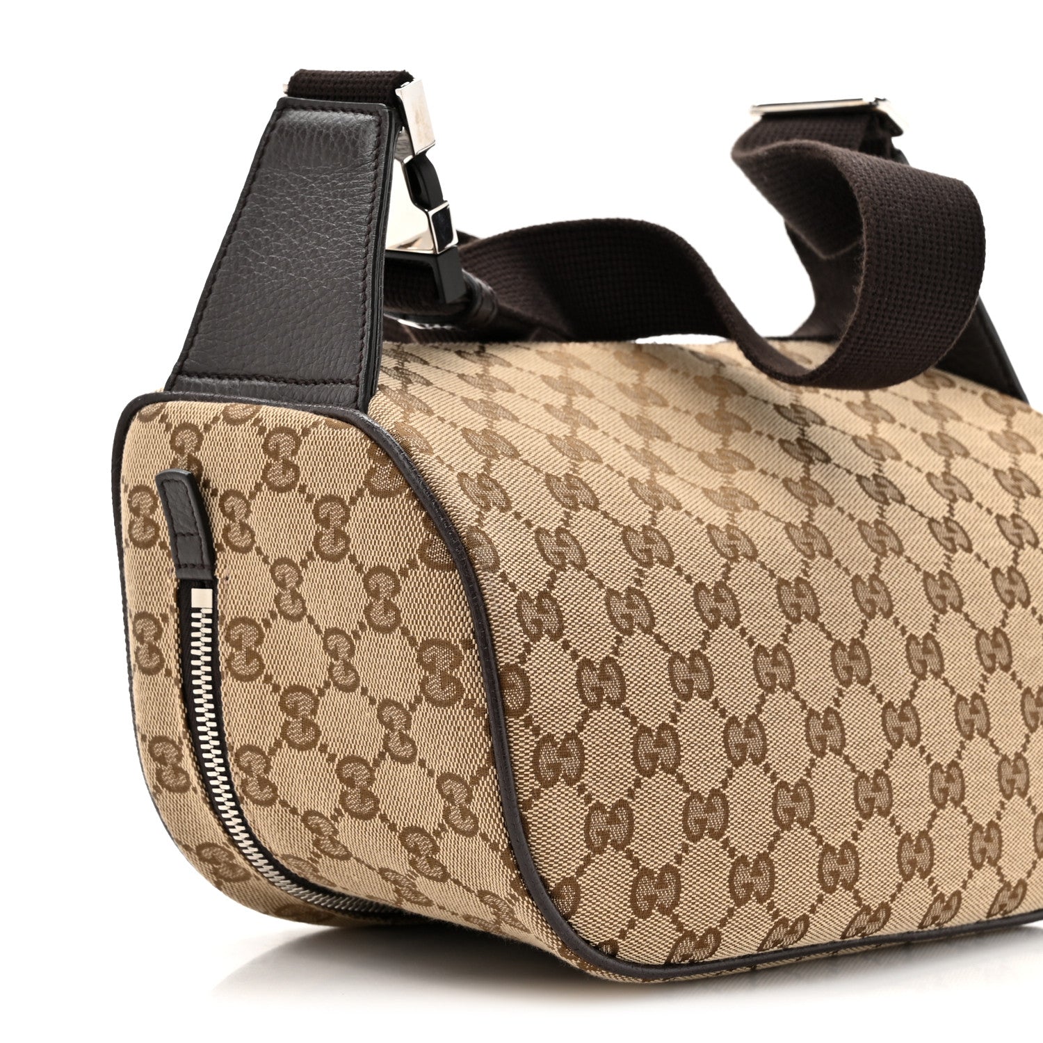 Gucci Monogram Dollar Calfskin Waist Pouch Beige Ebony Testa di Moro Marrone Scuro 10 of 10