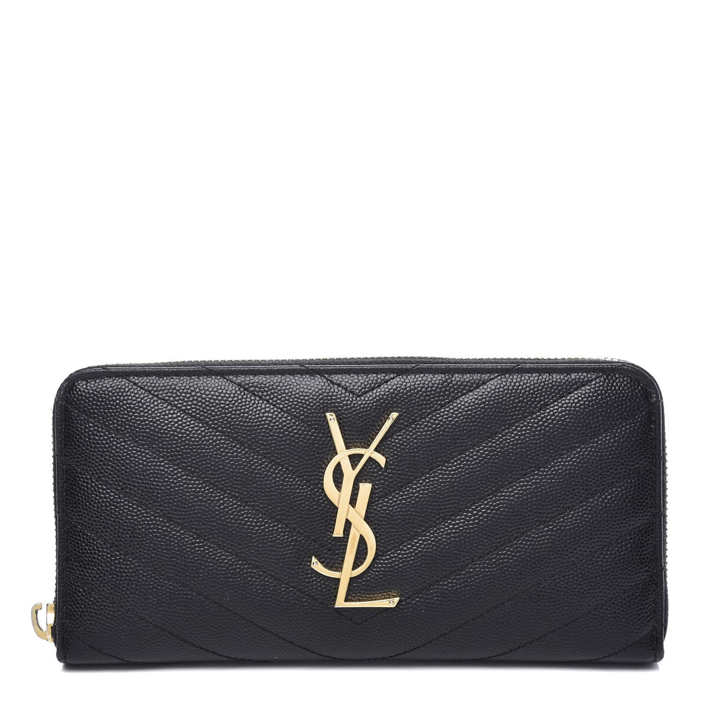 Grain De Poudre Matelasse Chevron Monogram Zip Around Wallet Black