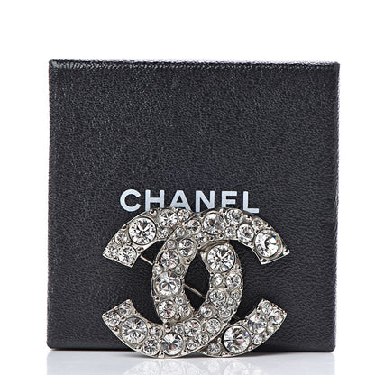 Chanel Crystal CC Brooch Silver 5 of 5