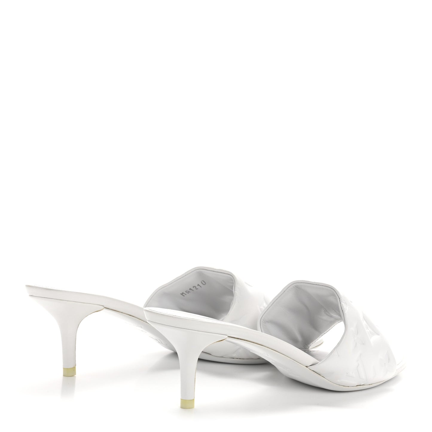 Lambskin Embossed Monogram Revival Mid Heel Mules 39 White