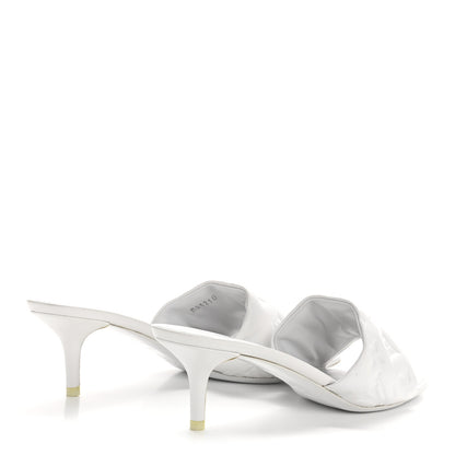 Louis Vuitton Lambskin Embossed Monogram Revival Mid Heel Mules 39 White 5 of 9