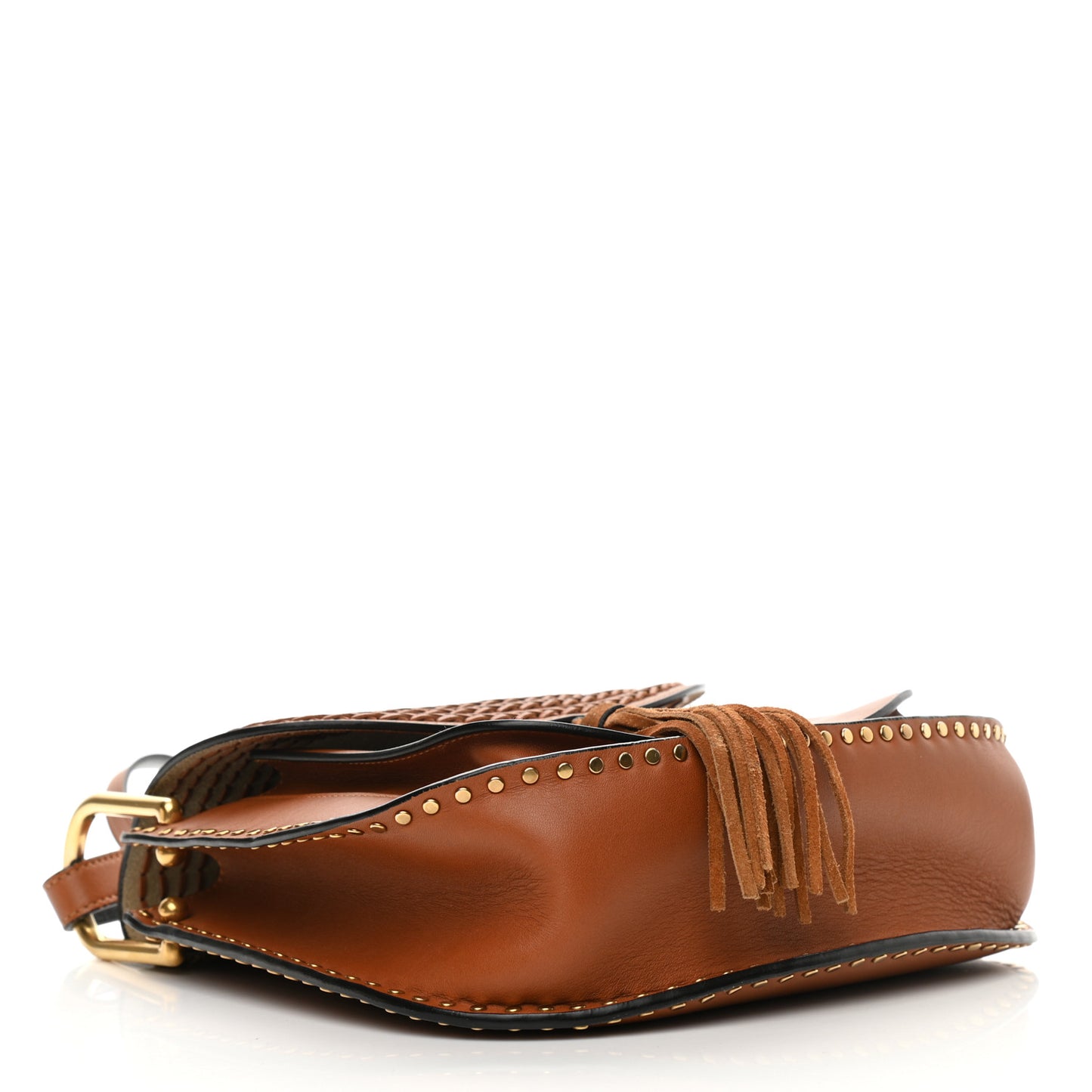 Calfskin Braided Medium Hudson Shoulder Bag Caramel