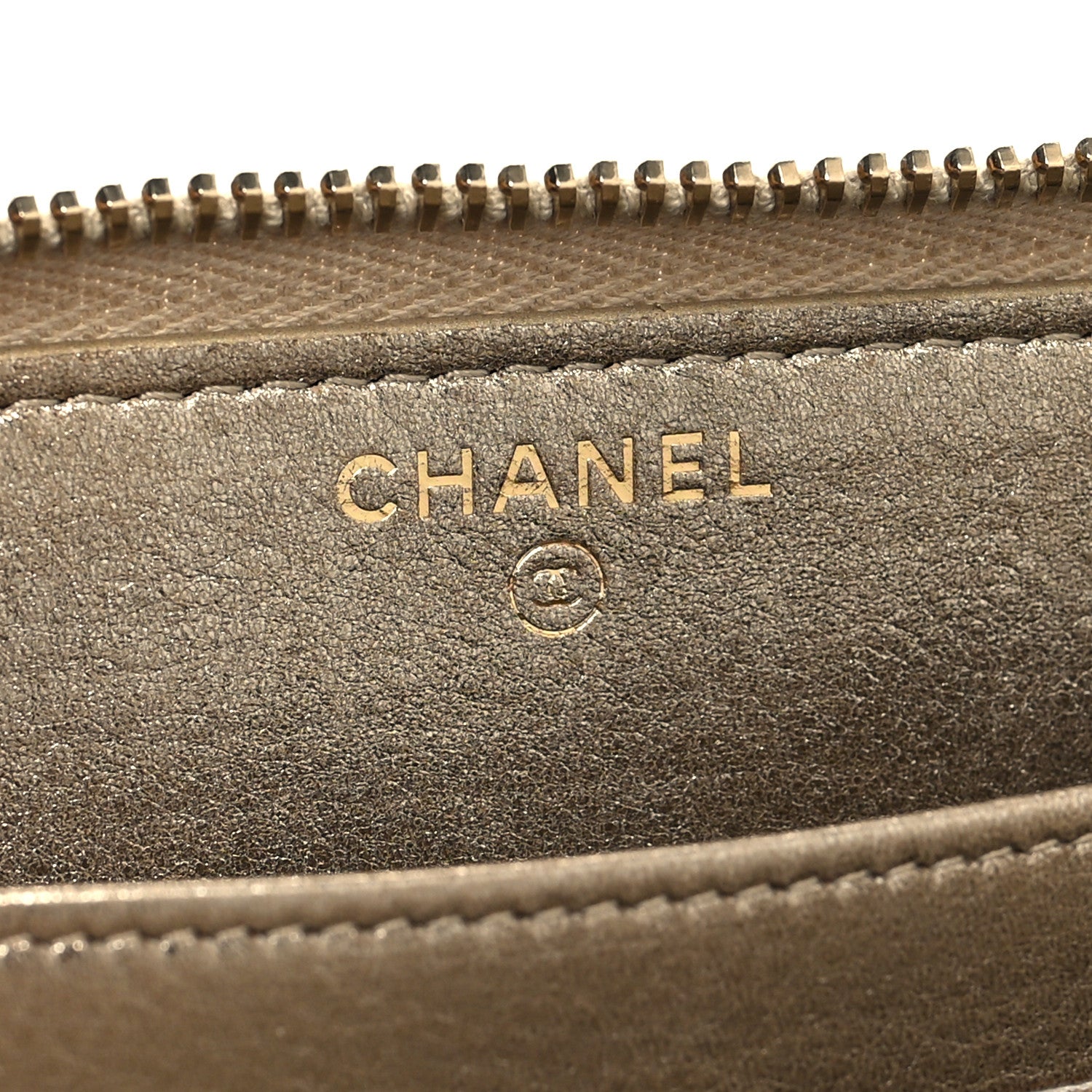 Chanel Metallic Lambskin Stitch Large Zip Around Wallet Gold 6 of 9