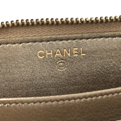 Chanel Metallic Lambskin Stitch Large Zip Around Wallet Gold 6 of 9
