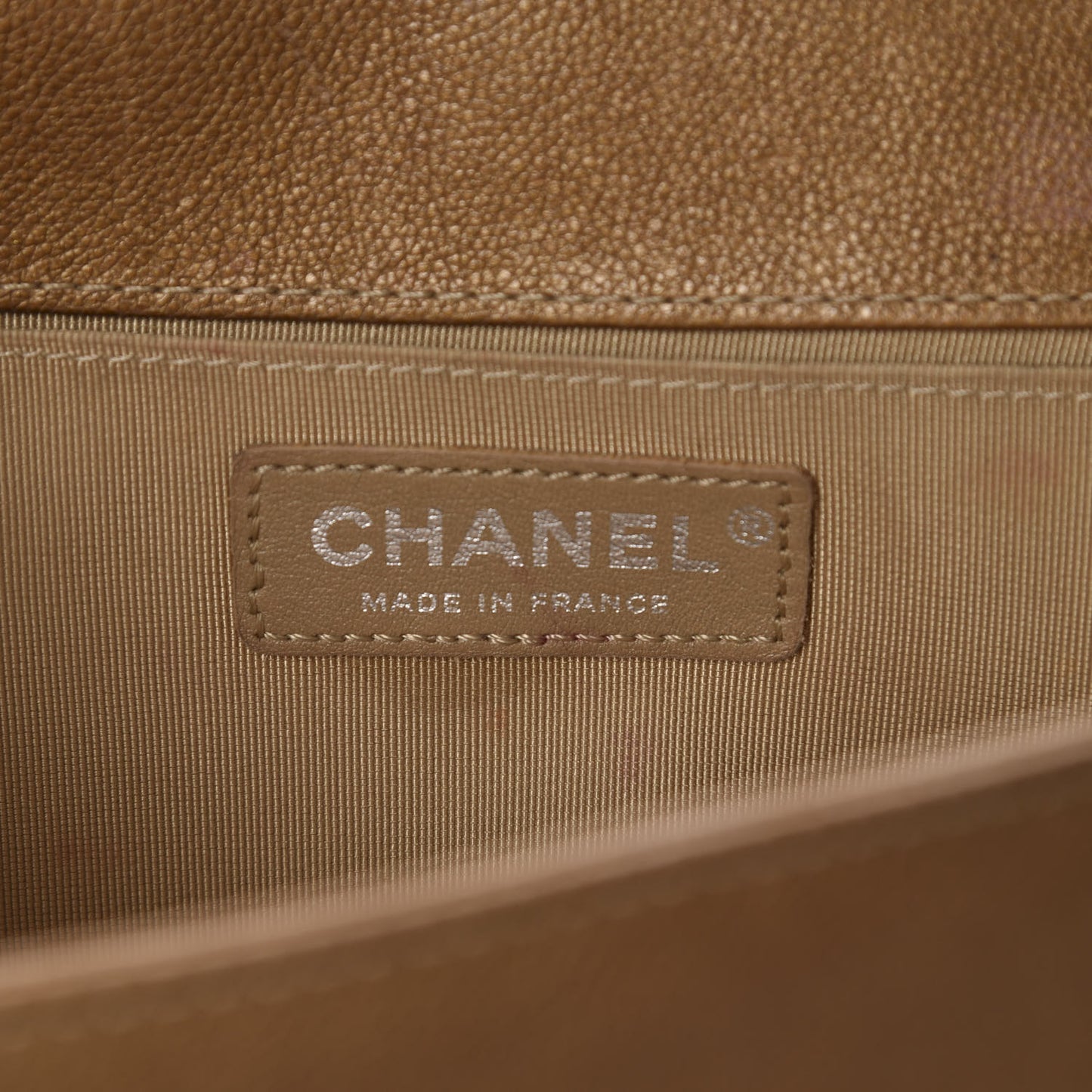 Metallic Calfskin Quilted Medium Boy Flap Dark Gold
