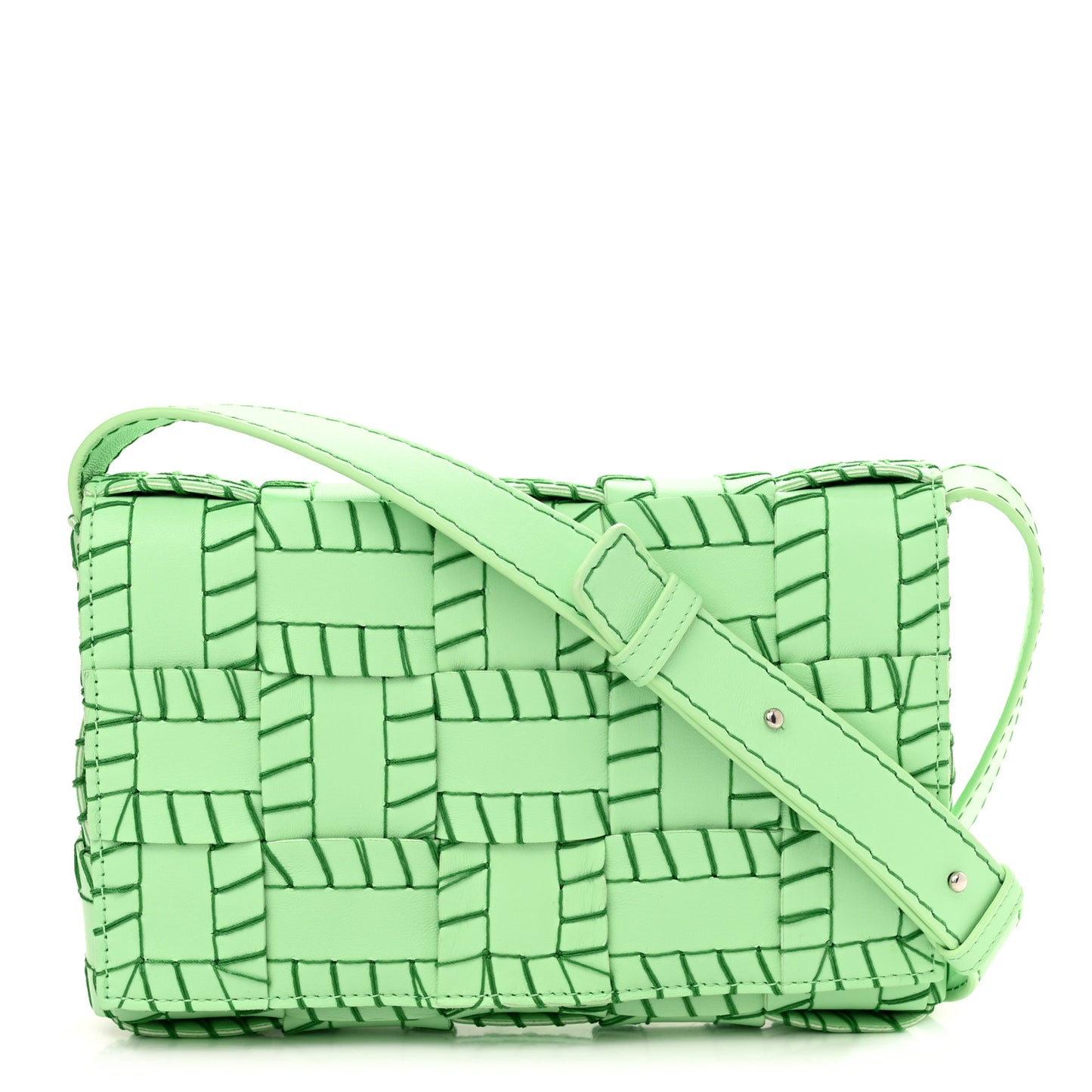 Nappa Maxi Intrecciato Overlock Stitched Cassette Crossbody Bag Parakeet