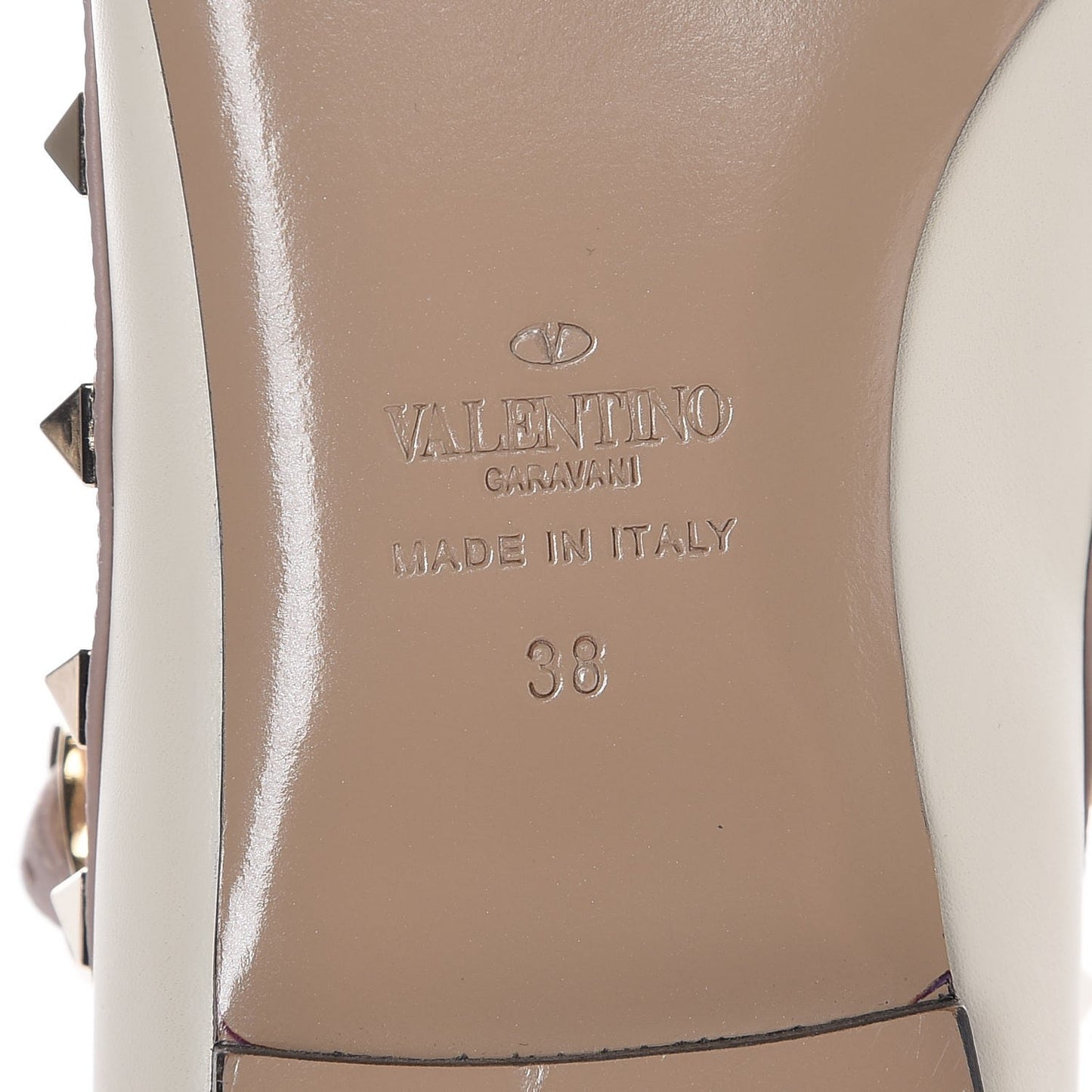 Calfskin Rockstud Cage Ballerina Flats 38 Light Ivory Poudre